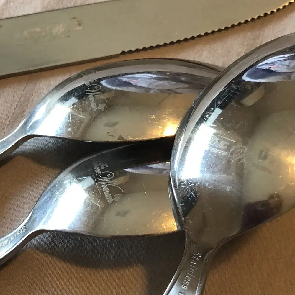 Pioneer Woman Cowgirl Lace 4 Pc Flatware Spoons Knife Lot Brown Stainless